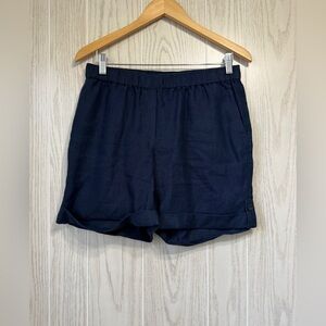 J Jill Pure Jill Womens Linen Shorts Navy Blue Size XS Roll Tab LNC